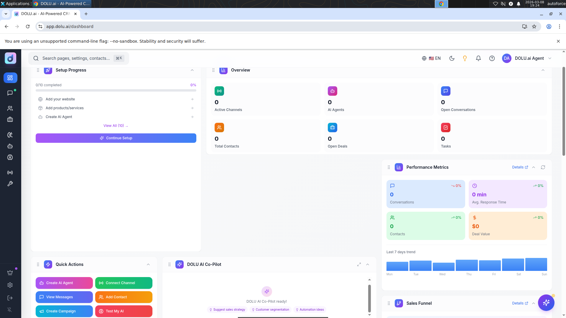 Dashboard — Kurulum İlerleme Durumu